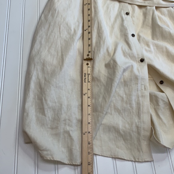 Who What Wear Sz M Linen Belted Button Front Dress Sleeveless Natural - Picture 6 of 9